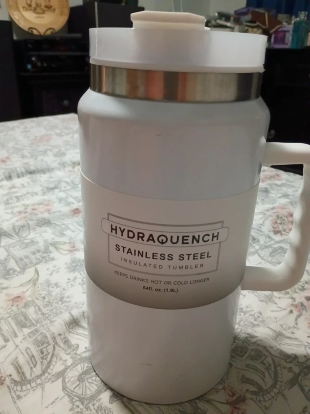 White Stainless Steel Insulated Tumbler with Handle